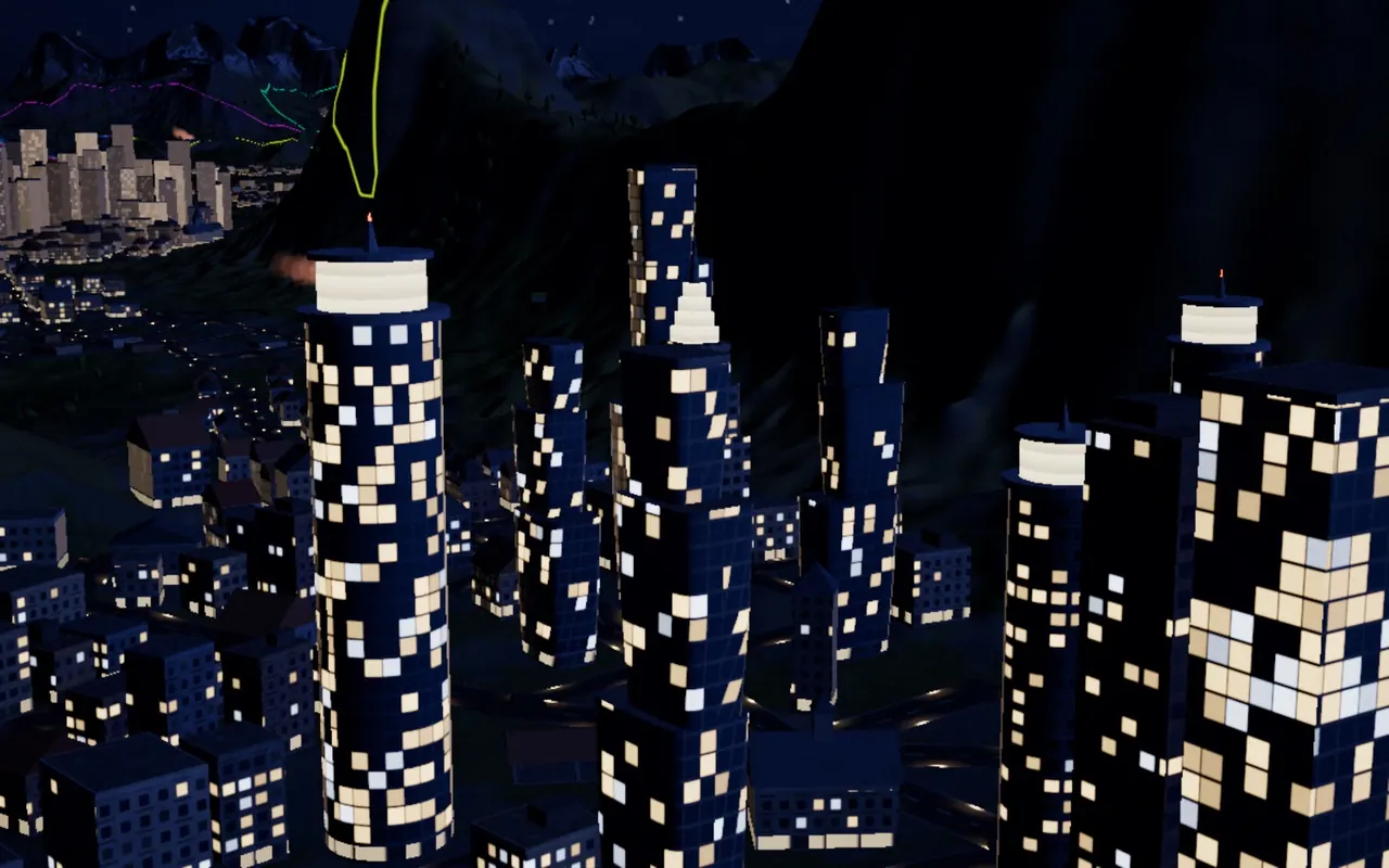 By night, the crowns lit.