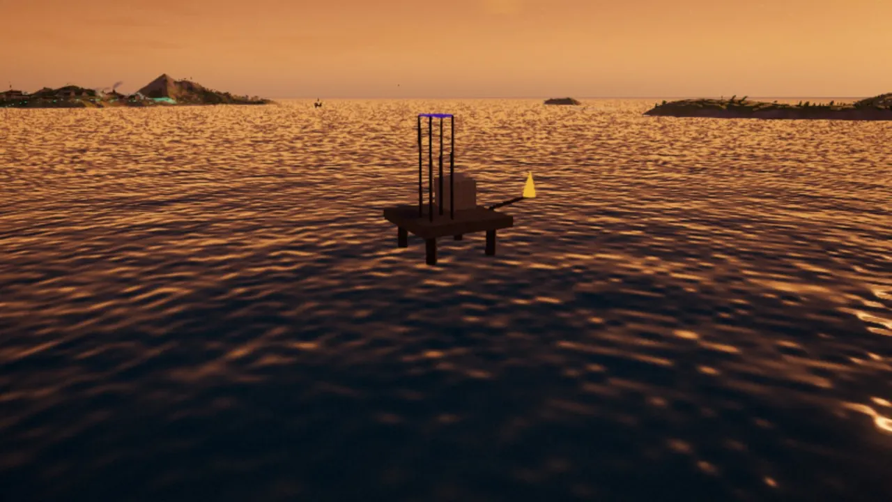 An oil platform at sea, its flare burning; tankers take its oil to the nearest port.