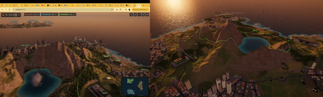 Before and after: a railway that used to cut a mountain in two and cross a lake now goes round.