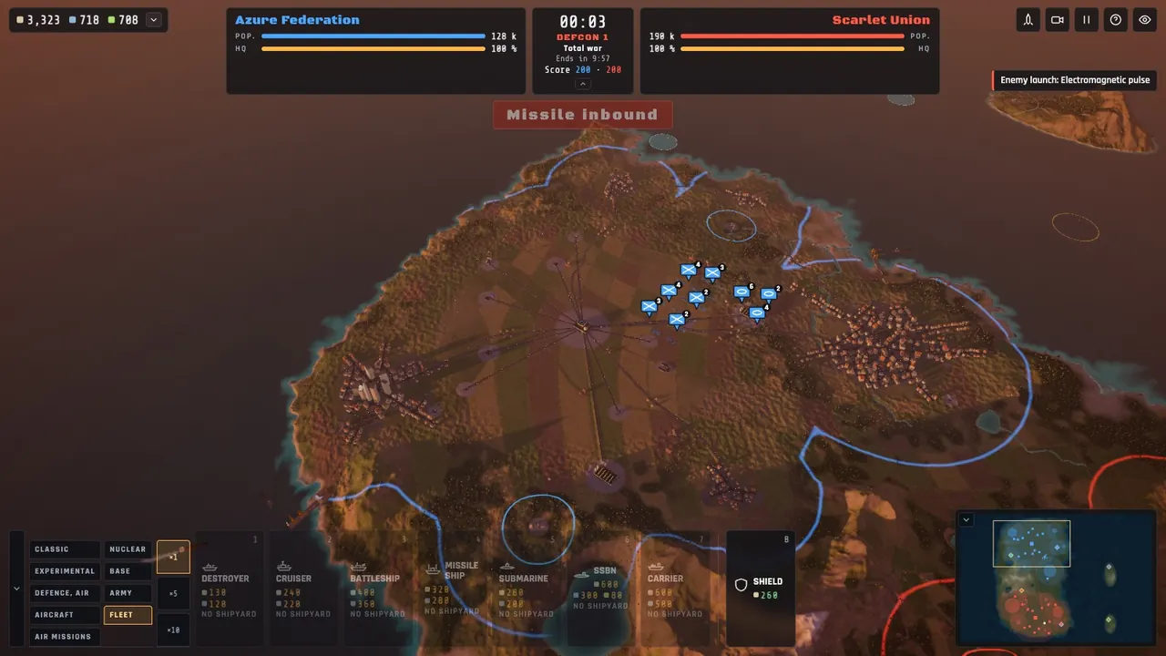 War mode: the new Fleet tab, and the markers over the battalions.