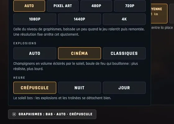 The new setting, in the menu's drawer and in the pause.