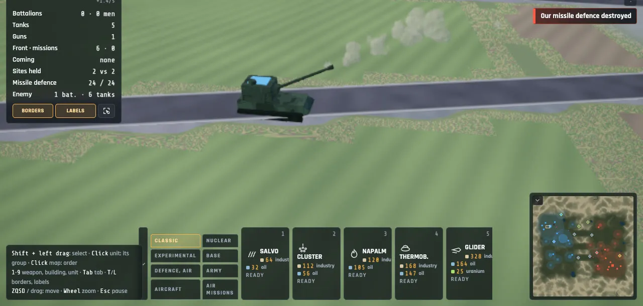 Artillery facing its target, the smoke leaving the muzzle.