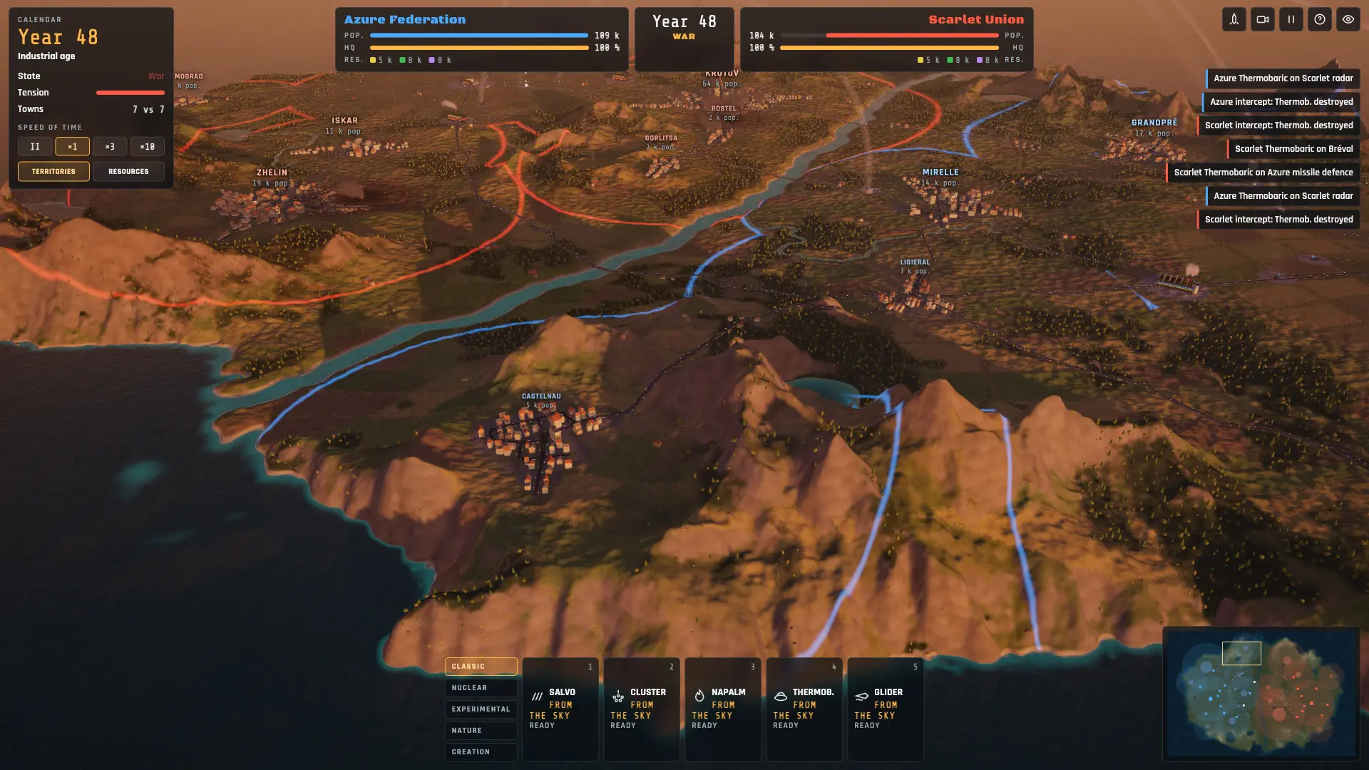 A valley with towns, rivers and contested borders between two nations